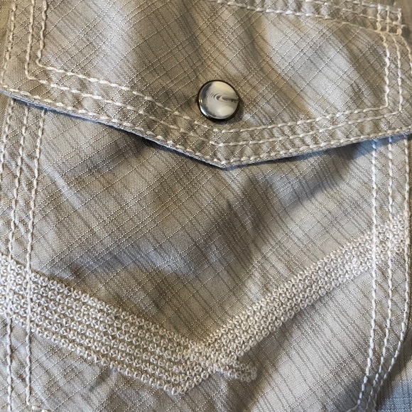 BKE Men's Large Shirt Gray Lines Standard Fit Long Sleeve Pearl Snap Button Up - Picture 5 of 5